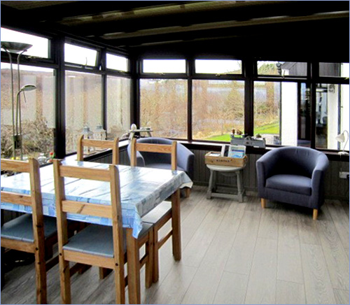 The conservatory at Carrick, looking out into the garden.
