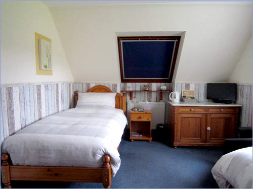 The first-floor twin room at Carrick with two single beds and a private bathroom.